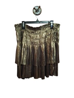 Current Air Los Angeles Smocked Metallic Tiered Pleated Mini Skirt Large NWT